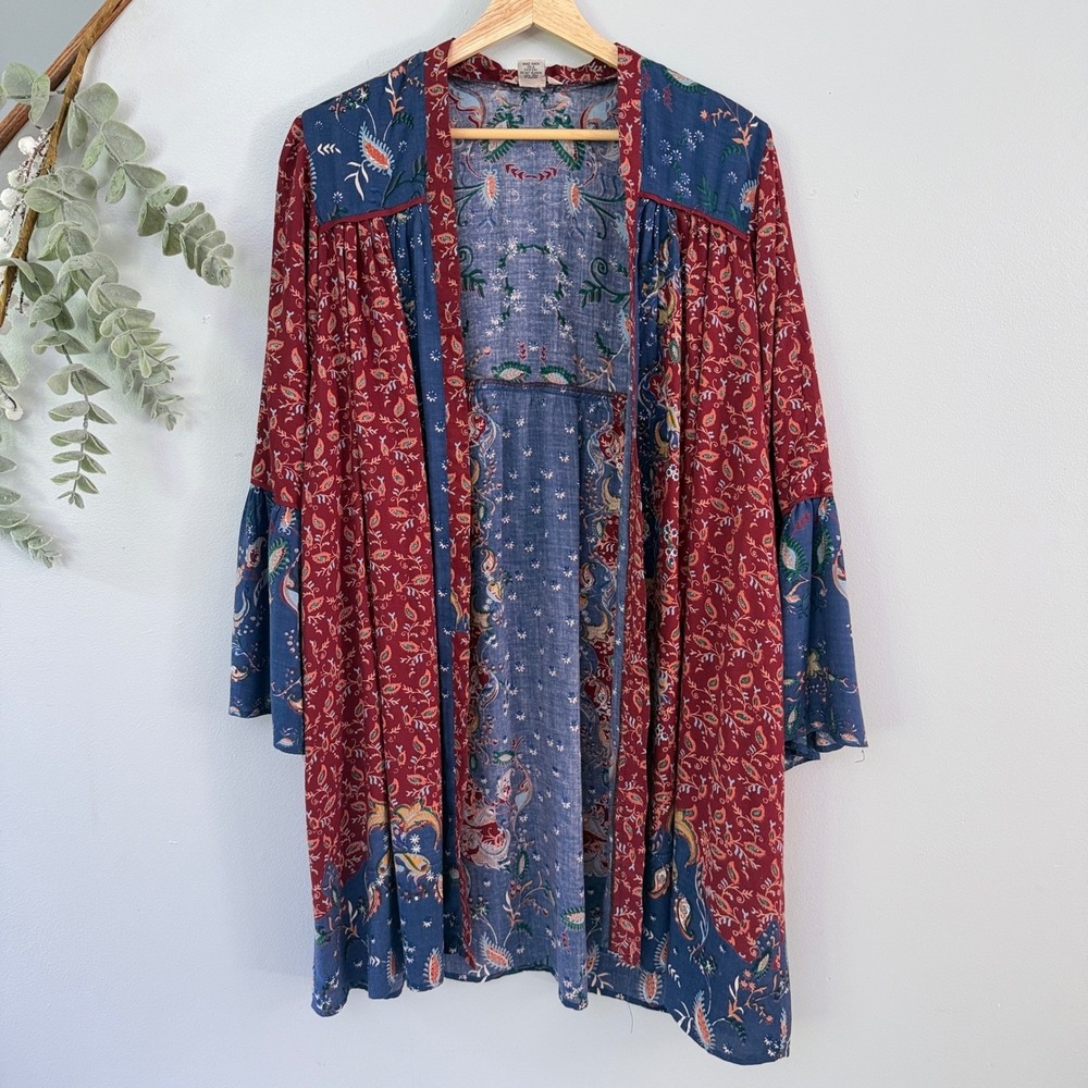 Lola P Cardigan Floral Peasant Festival Hippie Dopamine Red Blue Paisley Kimono